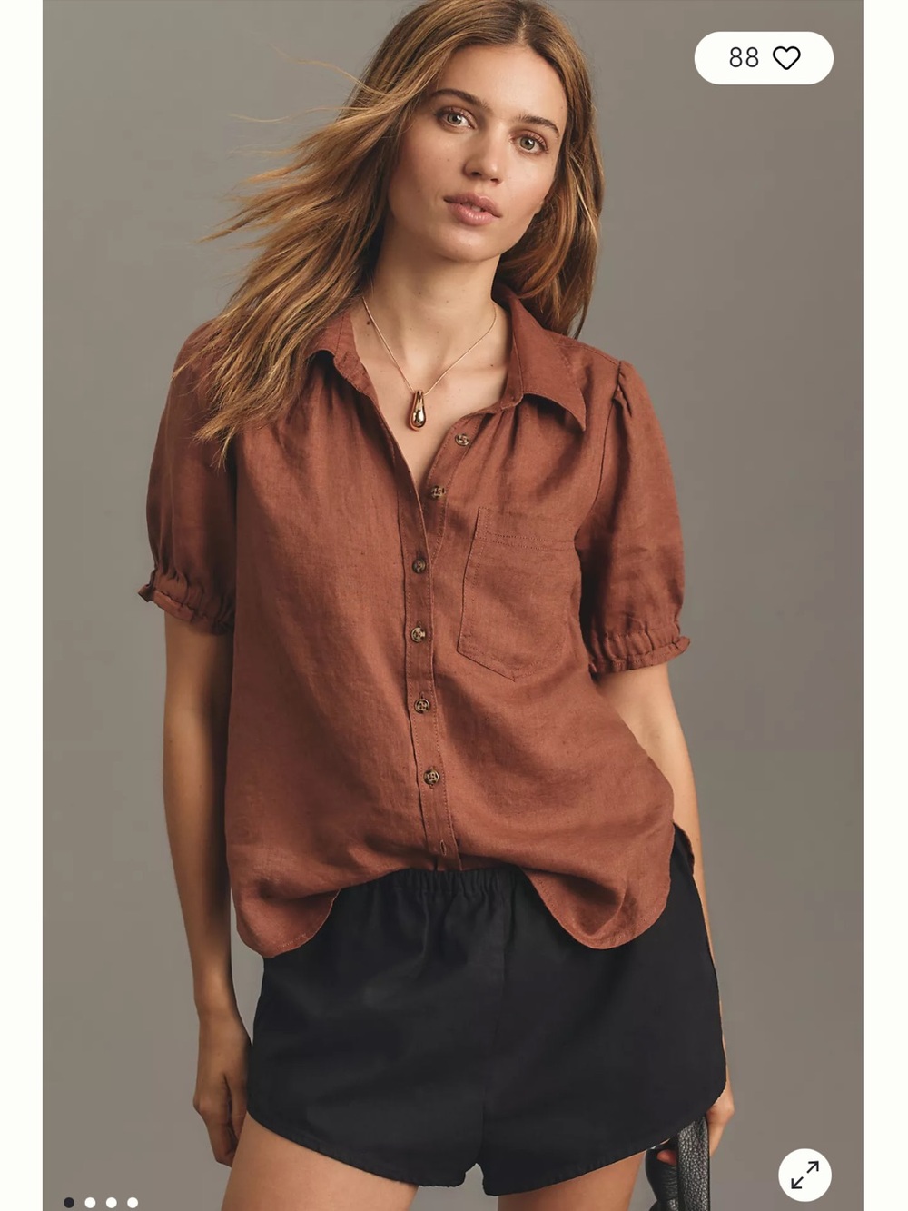 NWT Anthropology Aly Puff Sleeve  Pilcro 100% Linen